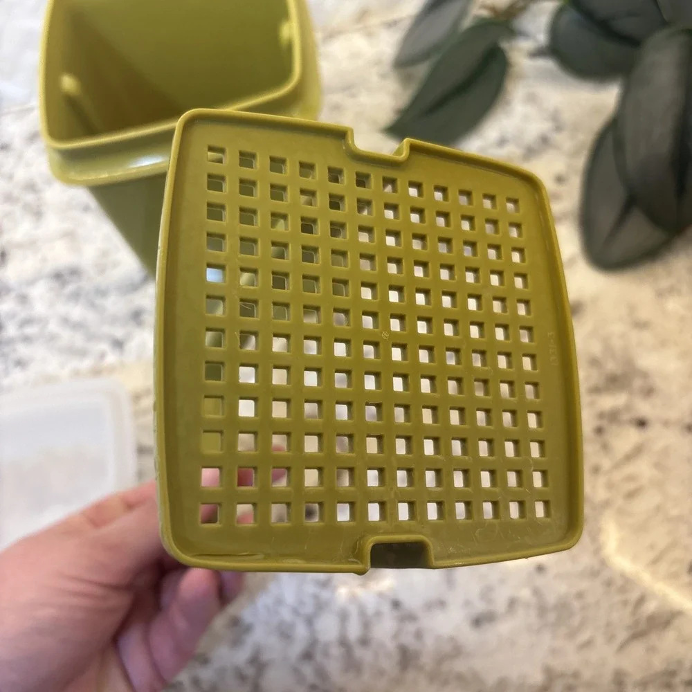 VTG Tupperware Olive Pickle Keeper Pick-a-Deli Avocado Green‎ 3 Piece USA 1330-6